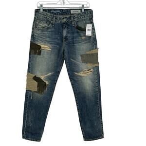Adriano Goldschmied Patched Slouchy Jean SZ 27 Ex Boyfriend Slim Thrashed Blue